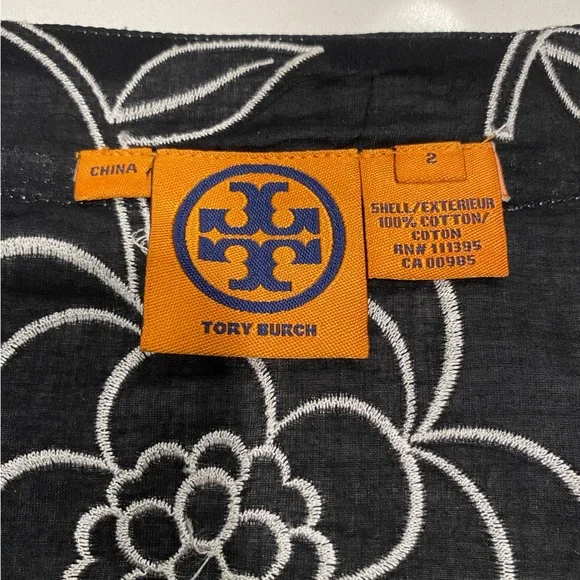 TORY BURCH Tunic, Black & Metallic Silver, Small - Picture 2 of 7